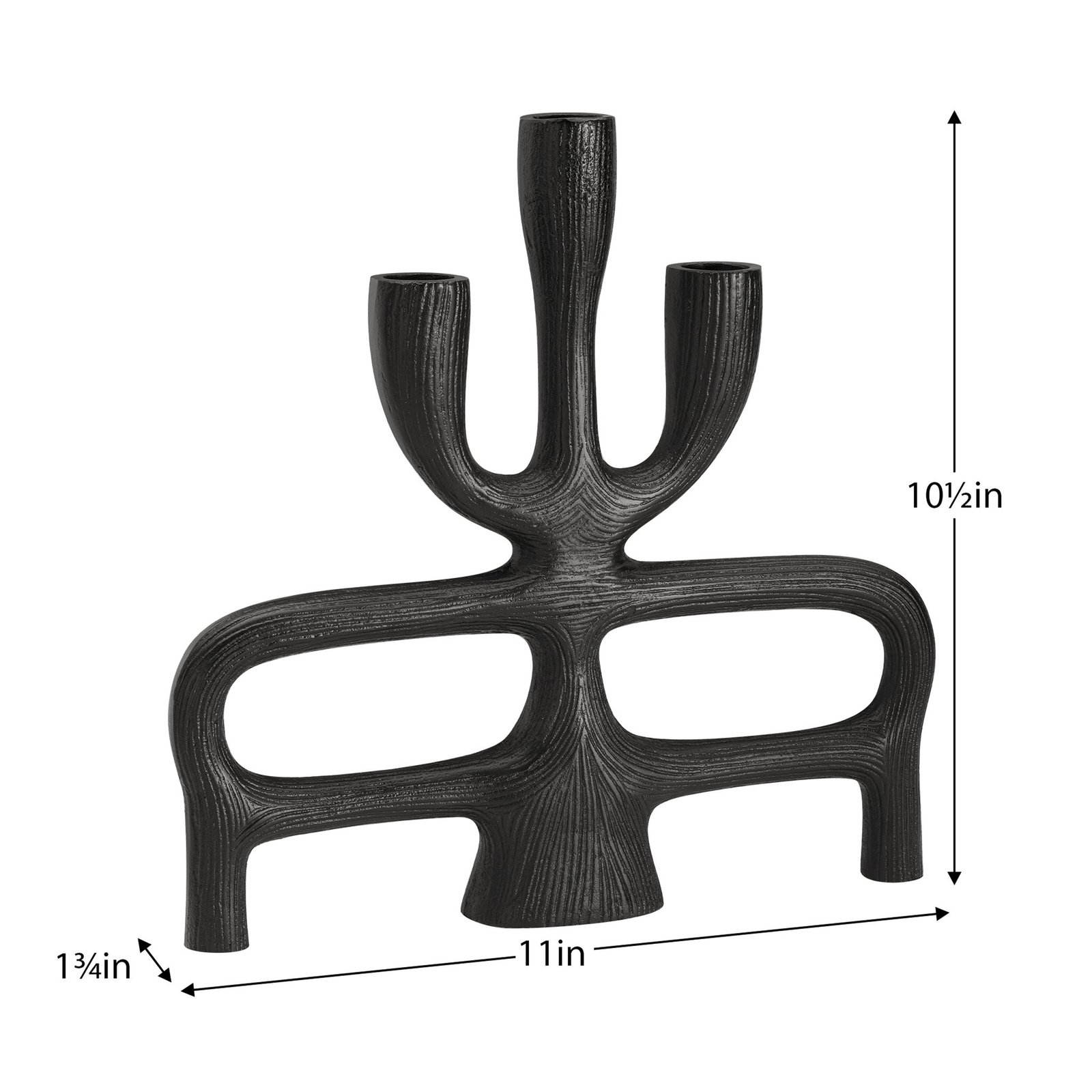 Abstract Black Aluminum 10.5 Inch Tall Three Taper Candle Holder - Image 5