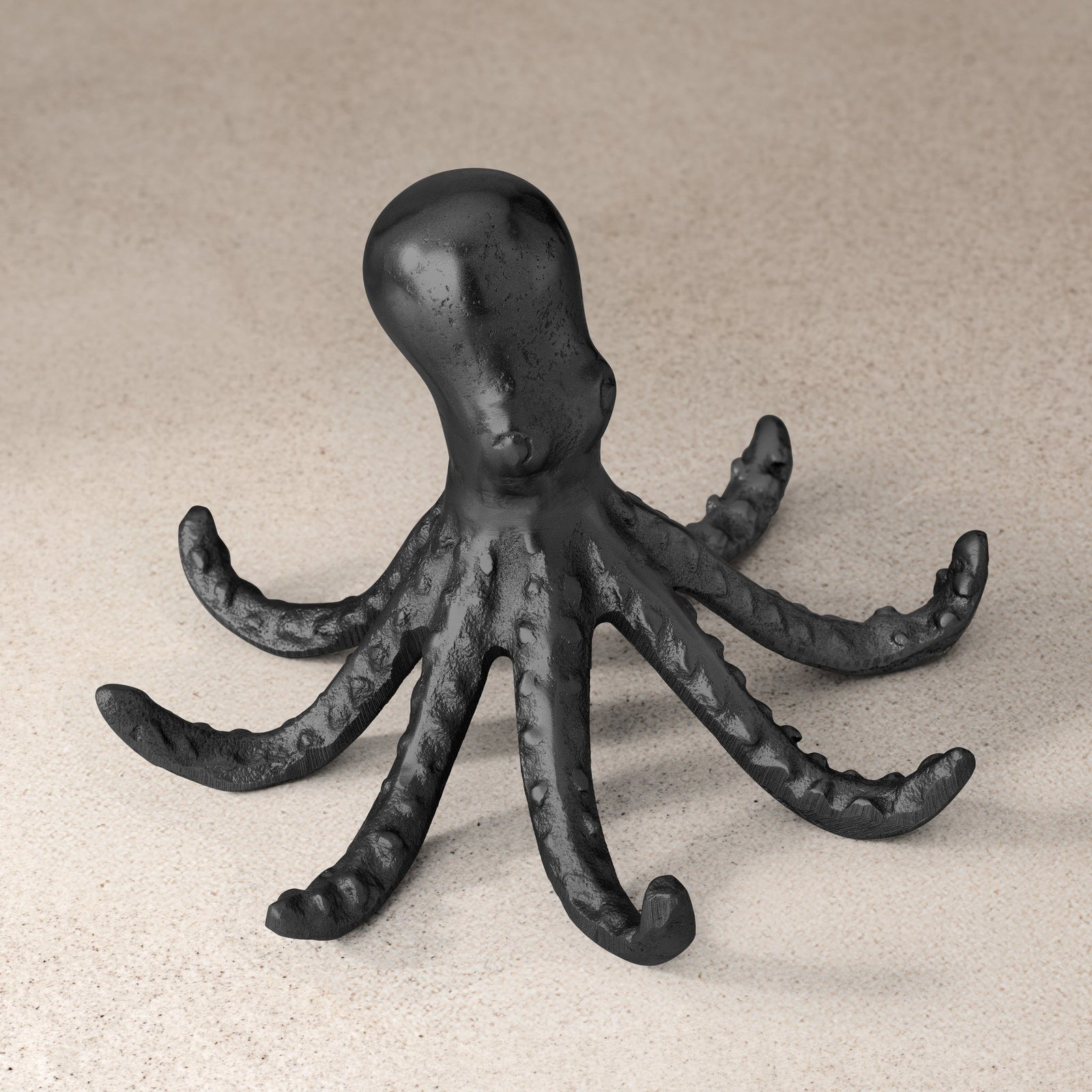 Octopus Matte Black 4.5 Inch Tall Nickel Plated Aluminum Decor Sculpture - Image 6