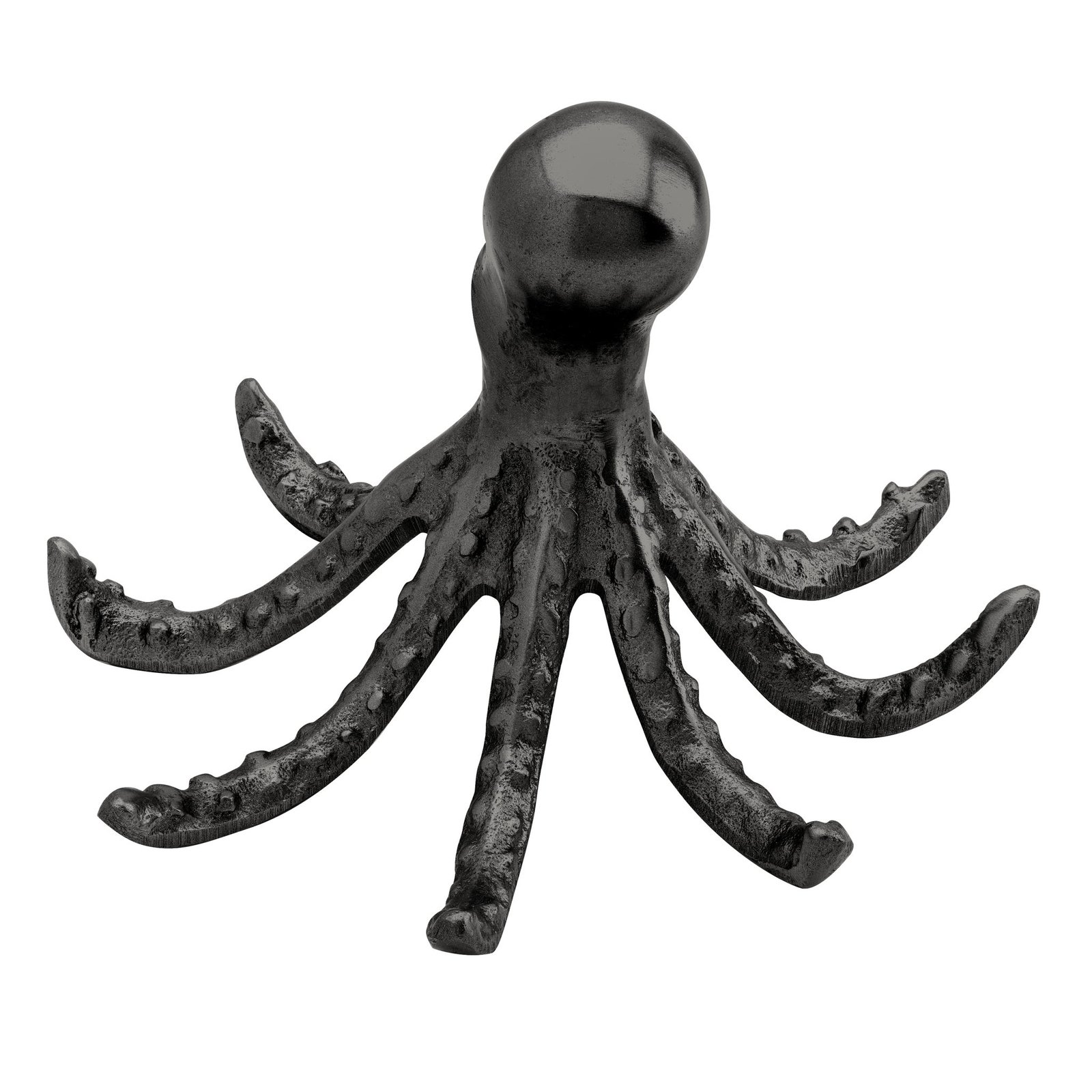 Octopus Matte Black 4.5 Inch Tall Nickel Plated Aluminum Decor Sculpture - Image 7
