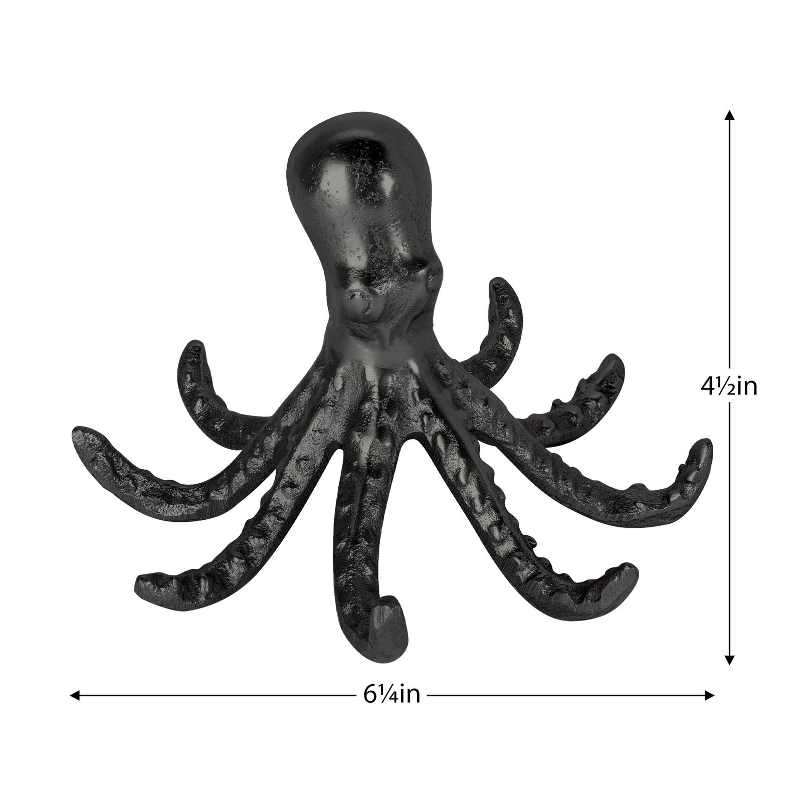Octopus Matte Black 4.5 Inch Tall Nickel Plated Aluminum Decor Sculpture - Image 3