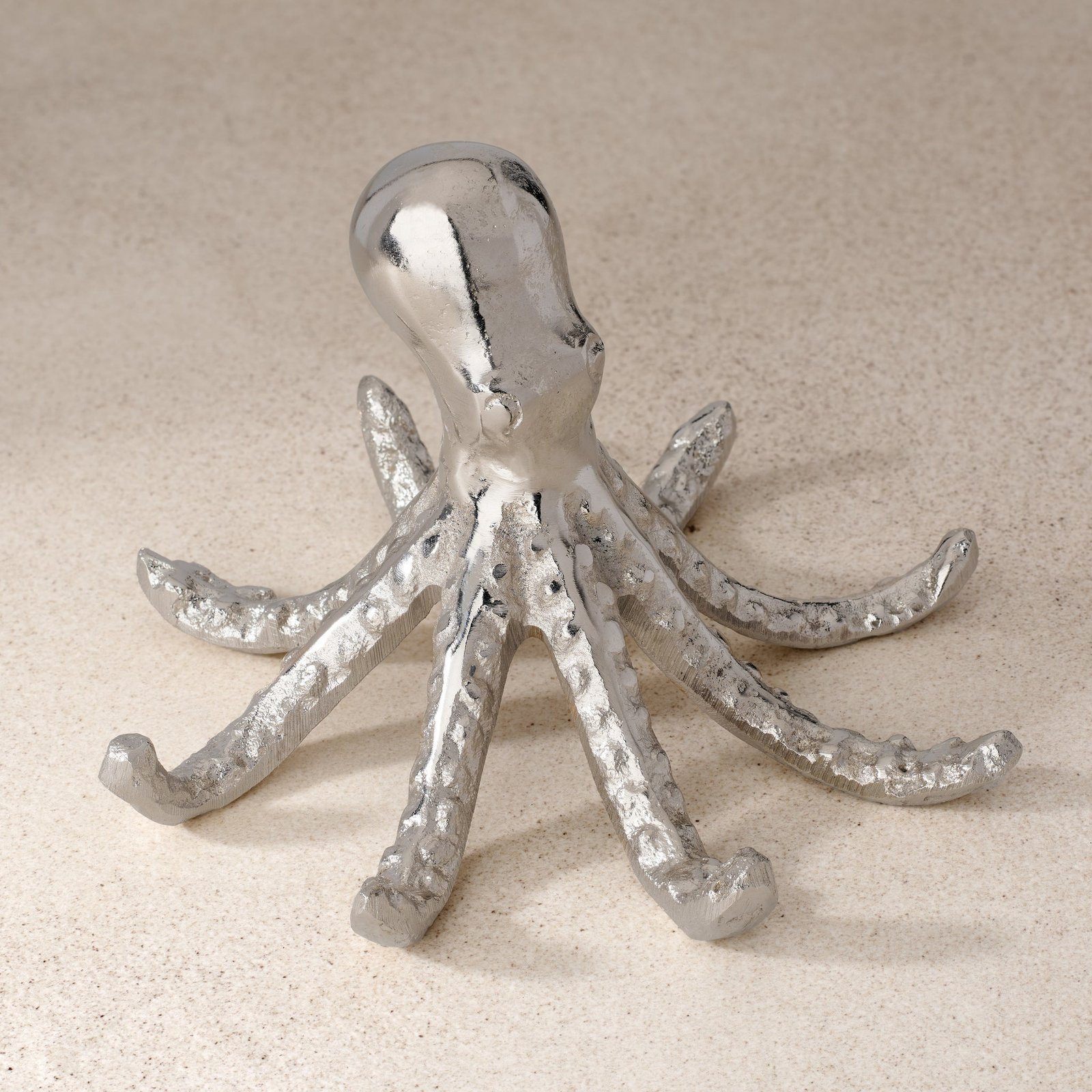 Octopus Silver 4.5 Inch Tall Nickel Plated Aluminum Decor Sculpture - Image 6