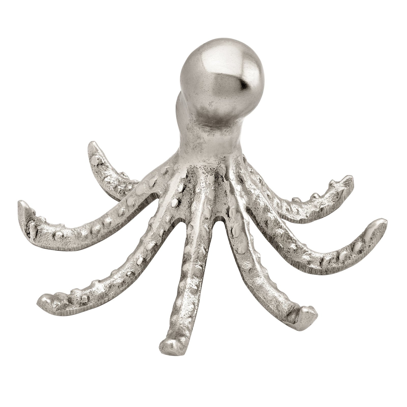 Octopus Silver 4.5 Inch Tall Nickel Plated Aluminum Decor Sculpture - Image 7