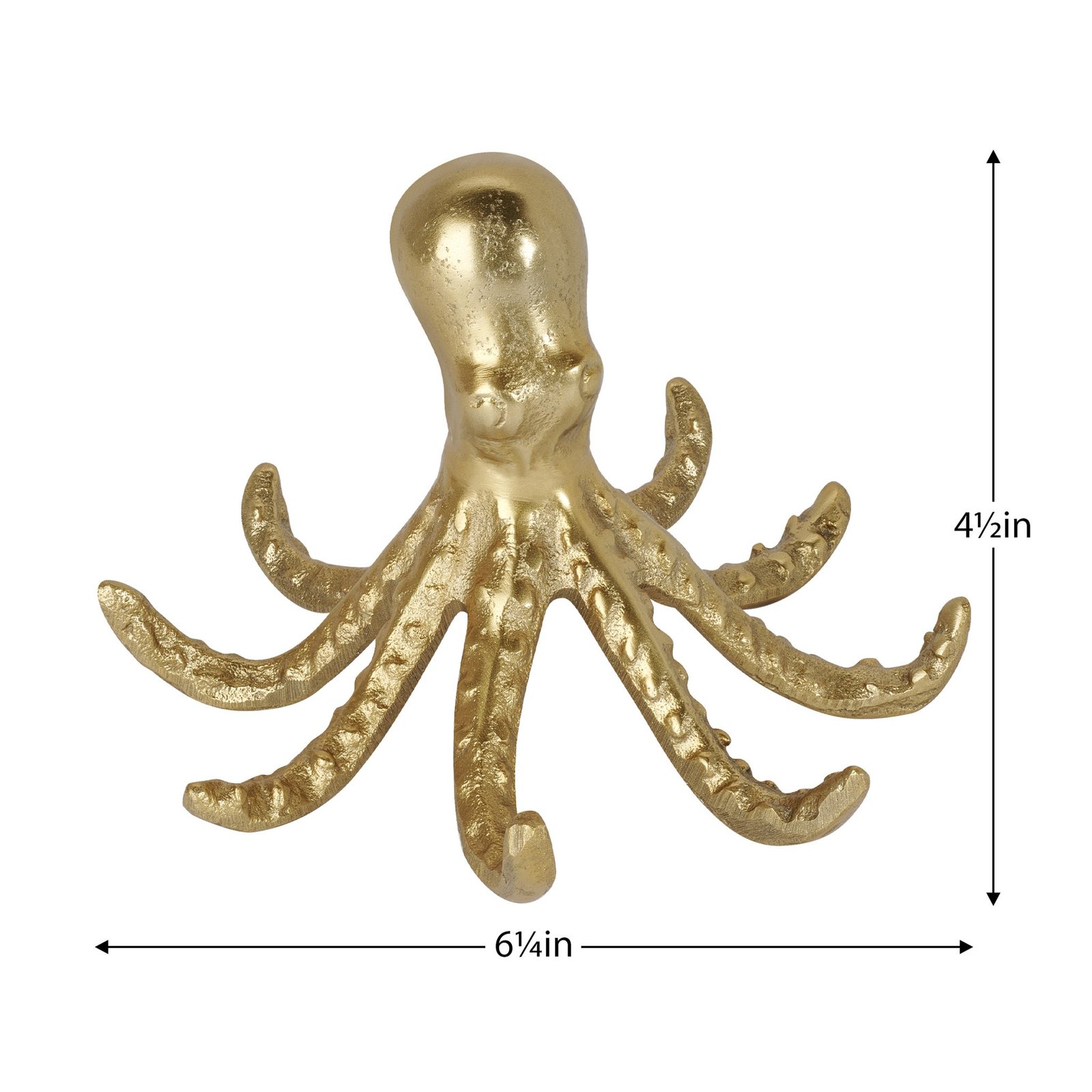 Octopus Gold 4.5 Inch Tall Nickel Plated Aluminum Decor Sculpture - Image 3