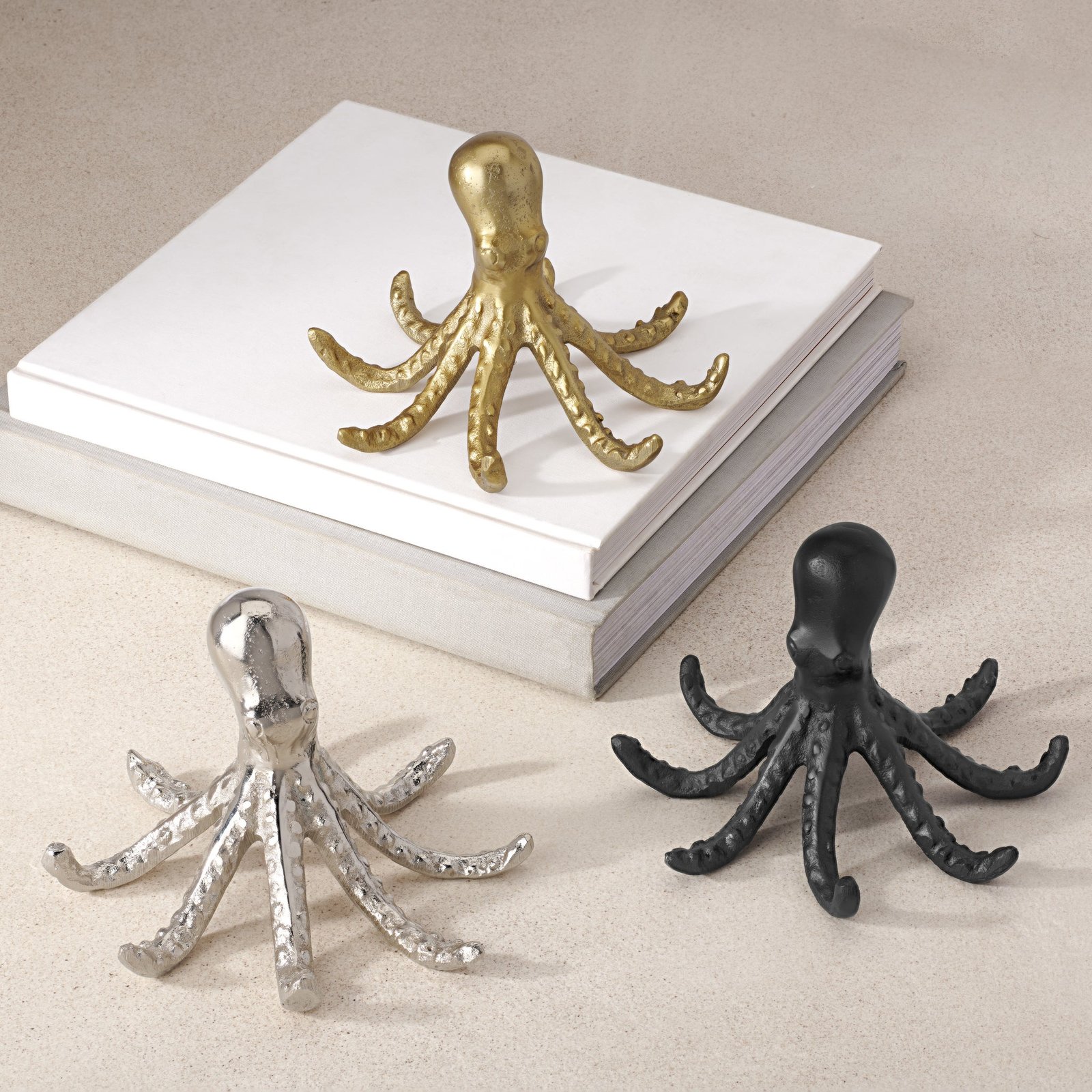 Octopus Gold 4.5 Inch Tall Nickel Plated Aluminum Decor Sculpture - Image 4
