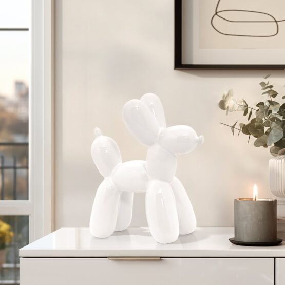 Balloon Dog 8 Inch Tall Ceramic Decor Sculpture - White - Image 5