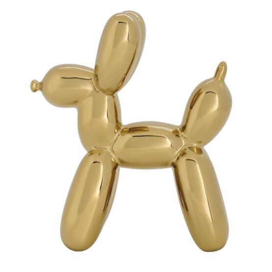 Balloon Dog 8 Inch Tall Ceramic Decor Sculpture - Gold - Image 2