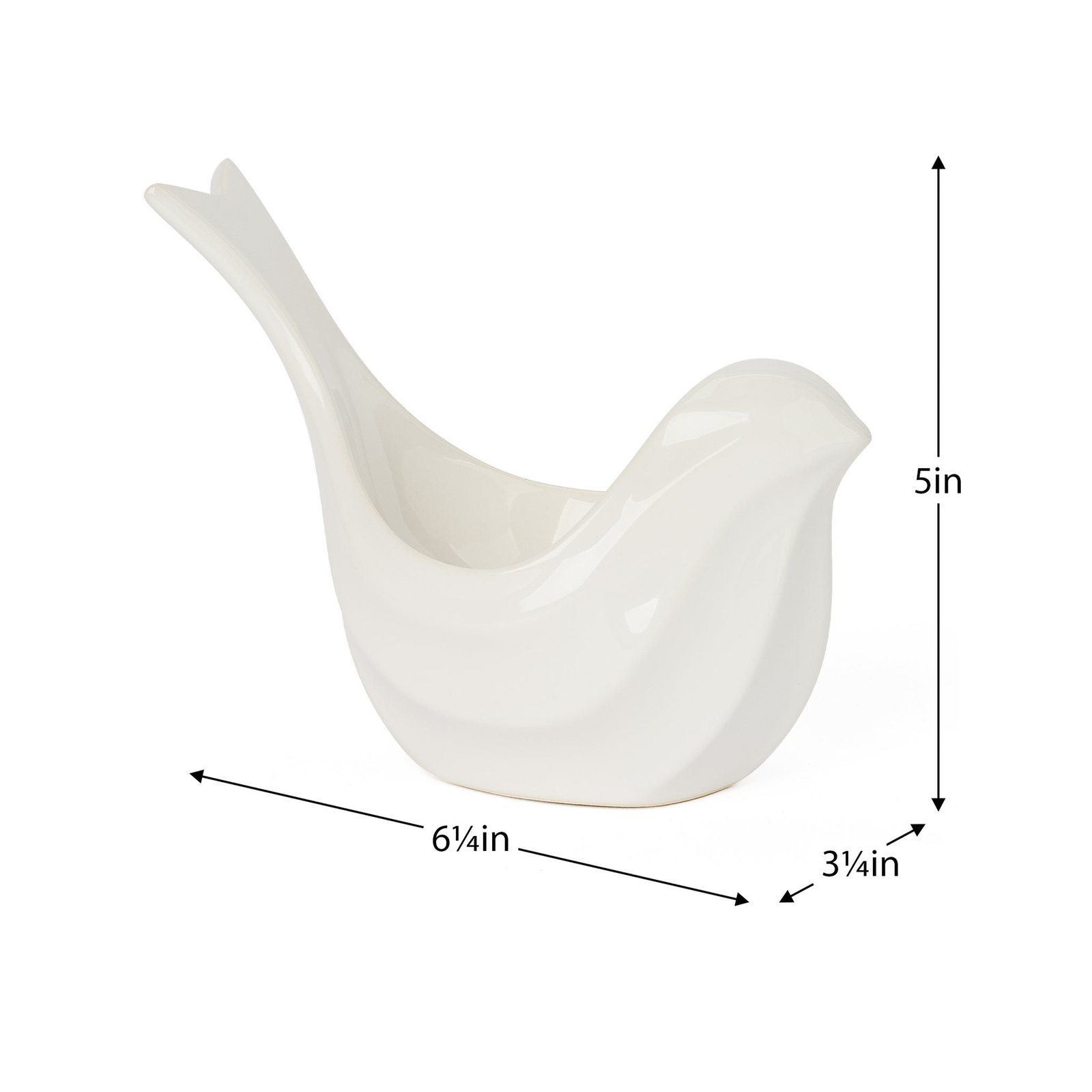 Elegant Bird Ceramic 5 Inch Tall Trinket Decor Bowl - Image 4