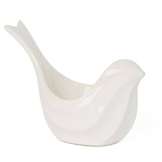 Elegant Bird Ceramic 5 Inch Tall Trinket Decor Bowl