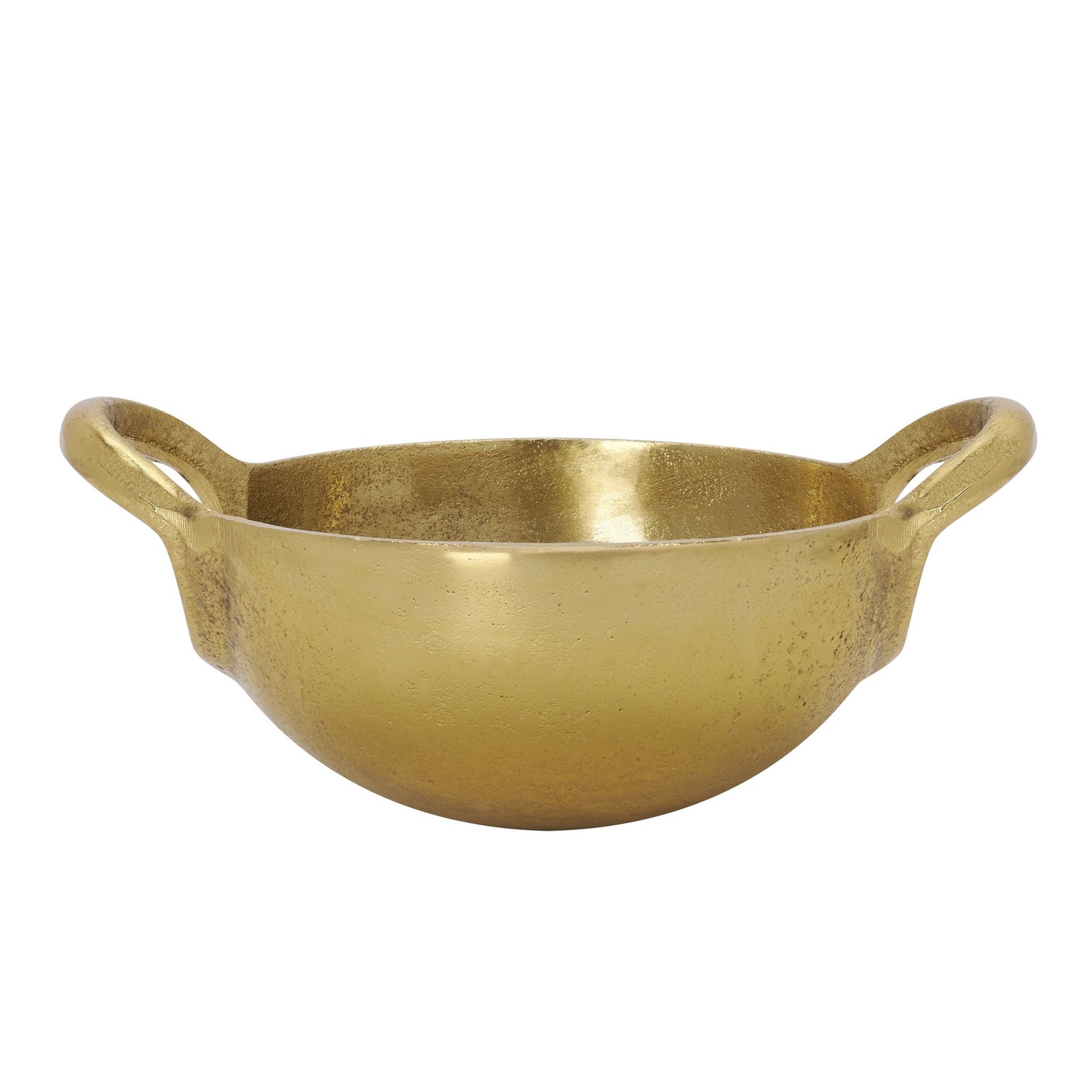 Corfu 7.5 Inch Length Gold Nickel Plated Aluminum Round Decor Bowl With Handles - Image 6