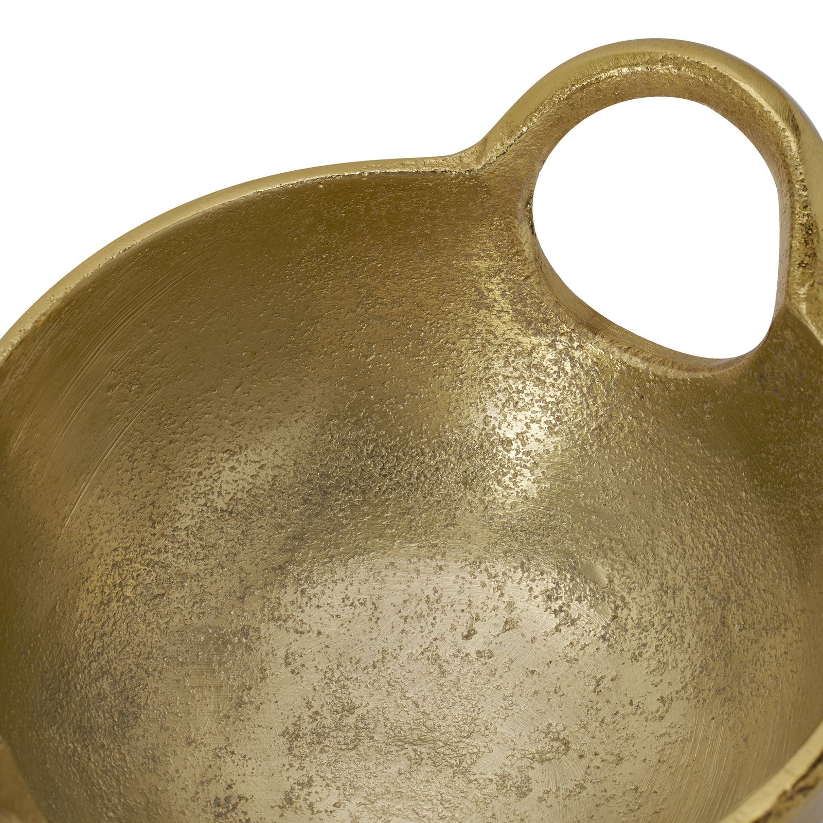 Corfu 7.5 Inch Length Gold Nickel Plated Aluminum Round Decor Bowl With Handles - Image 4