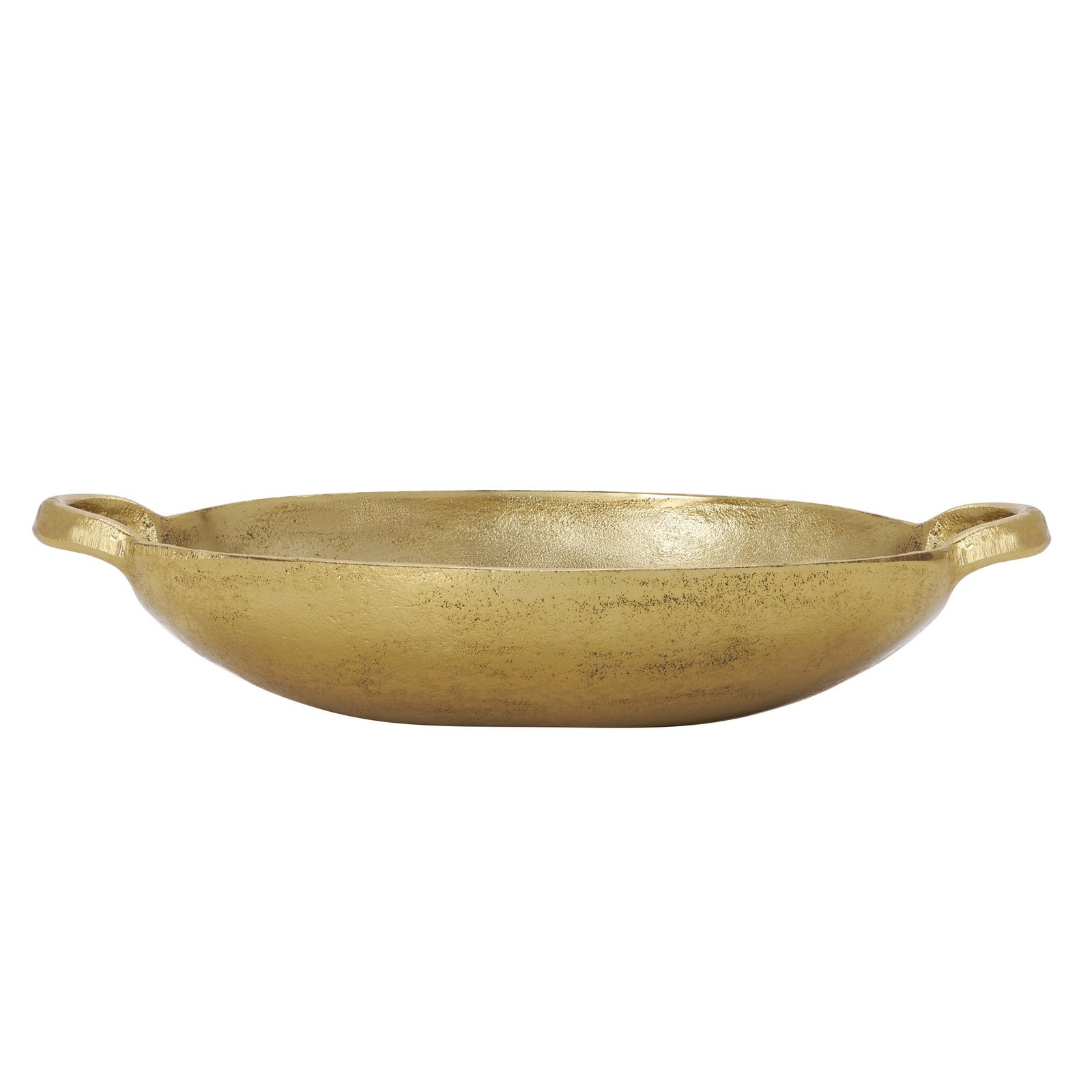 Corfu 15.5 Inch Length Gold Nickel Plated Aluminum Oval Decor Bowl With Handles - Image 7