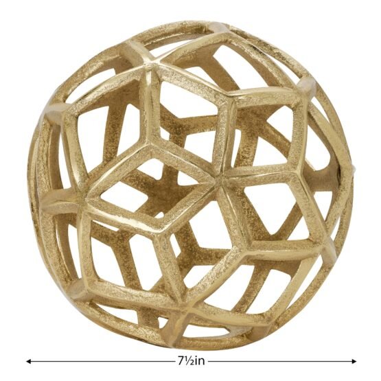 Lattice Orb Gold Nickel Plated Aluminum 7.5 Inch Diameter Decor Sculpture - Image 2
