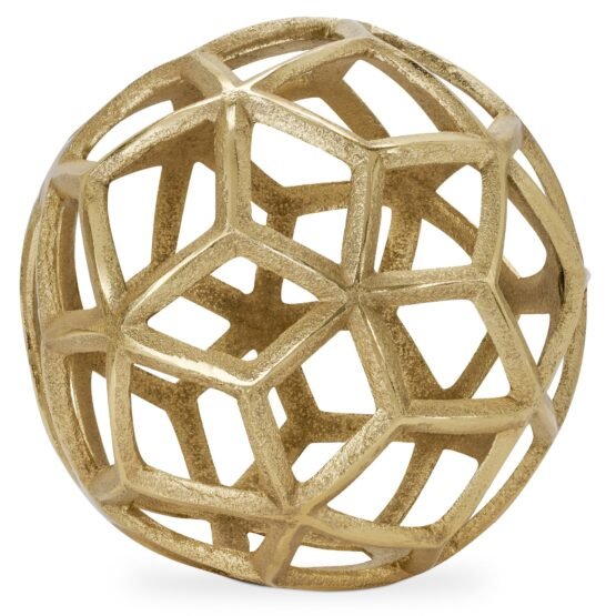 Lattice Orb Gold Nickel Plated Aluminum 7.5 Inch Diameter Decor Sculpture