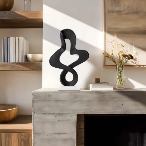 Twist Black Aluminum 16.5 Inch Tall Decor Sculpture On White Marble Base - Image 5