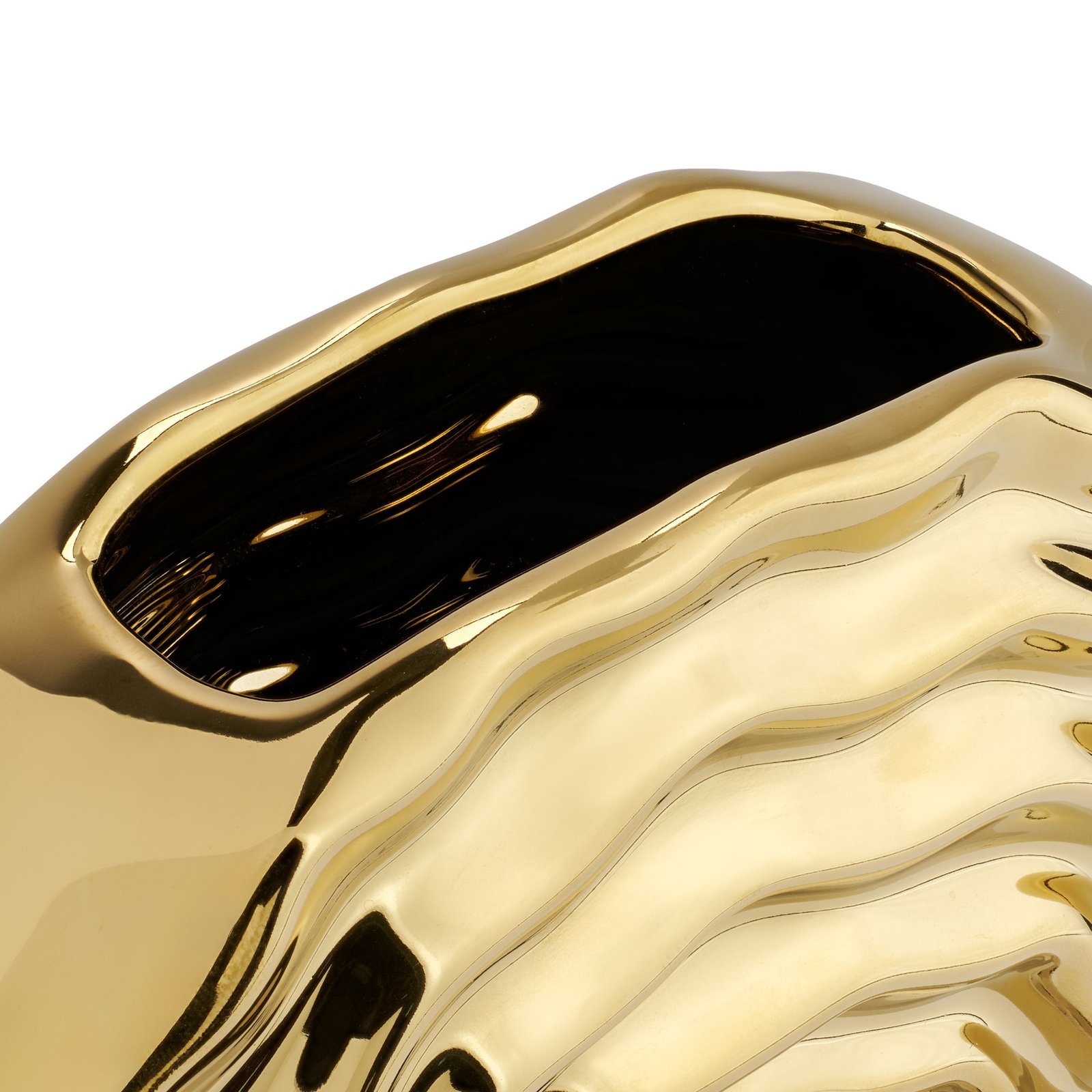 Rosette Bloom 8 Inch Tall Gold Ceramic Disc Vase - Image 3