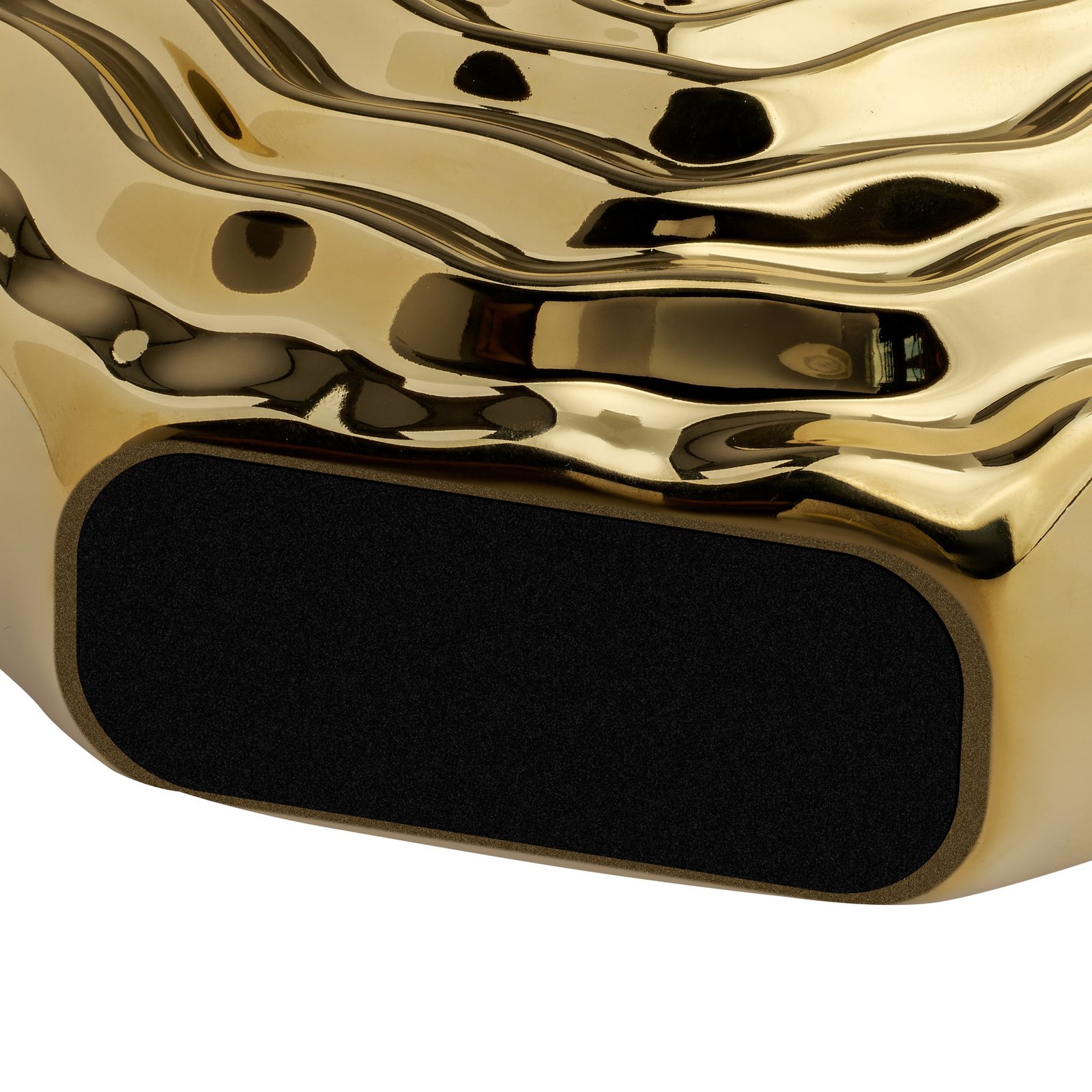 Rosette Bloom 8 Inch Tall Gold Ceramic Disc Vase - Image 4