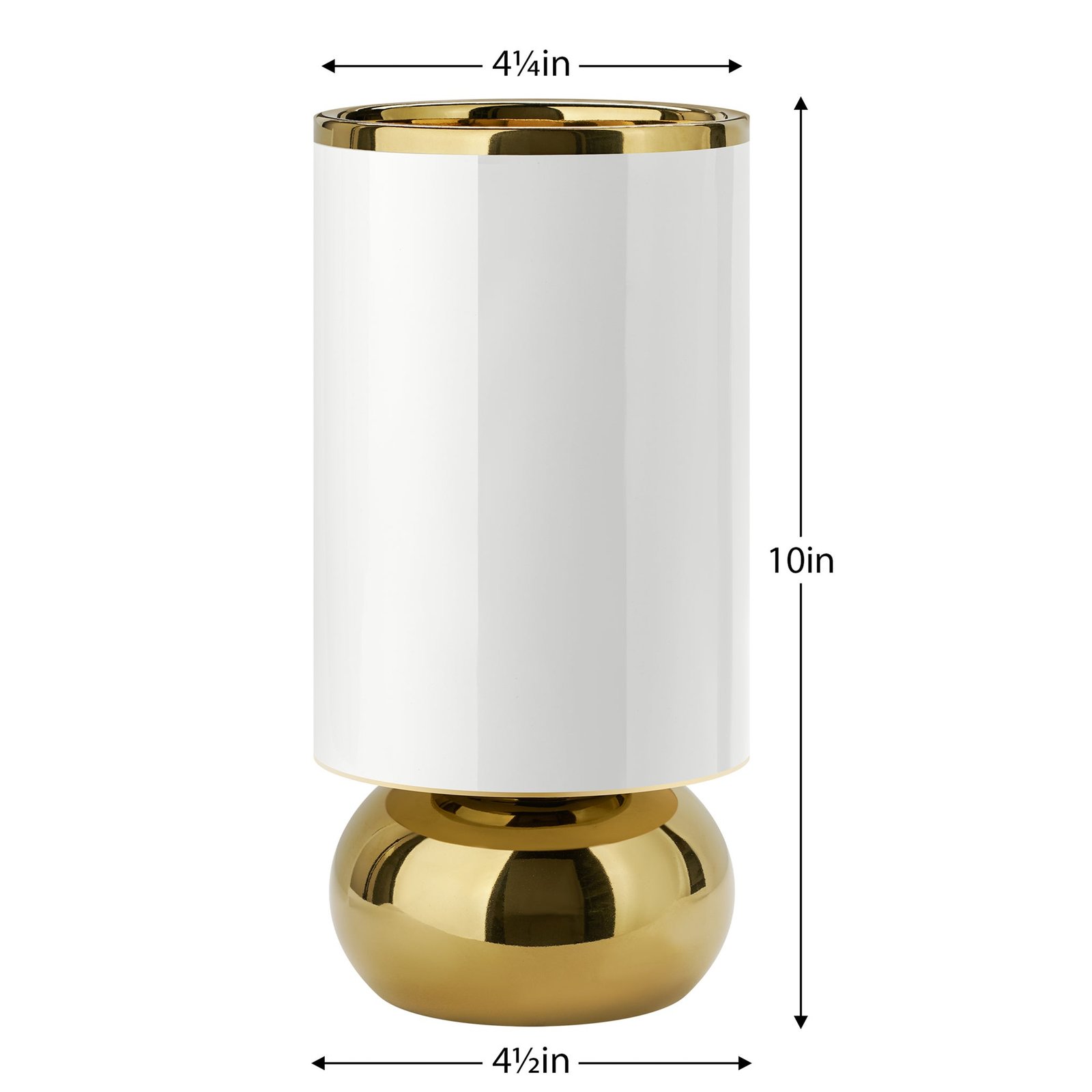 Talia Gold Trim Cylinder Bulb 10 Inch Tall Ceramic Vase - Image 3