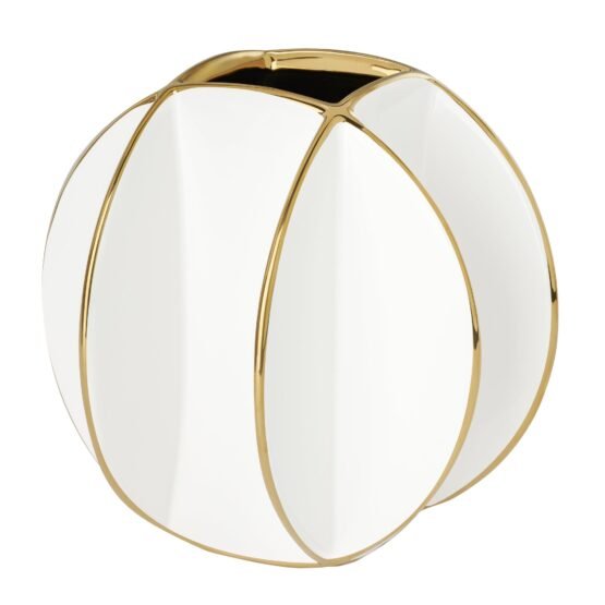 Talia Gold Trim Divide 8 Inch Ceramic Ball Vase - Image 3