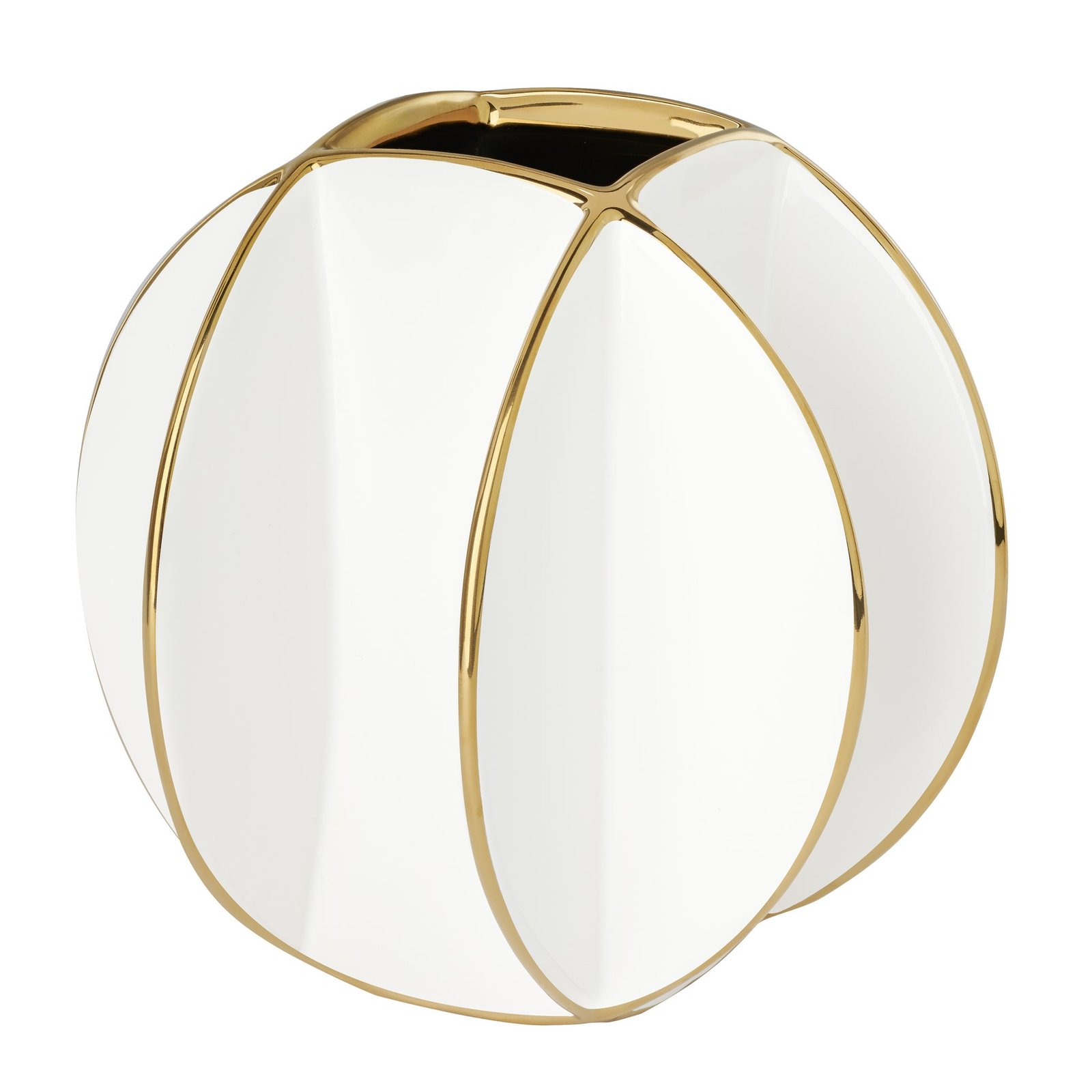 Talia Gold Trim Divide 8 Inch Ceramic Ball Vase - Image 3