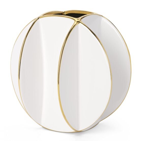 Talia Gold Trim Divide 8 Inch Ceramic Ball Vase