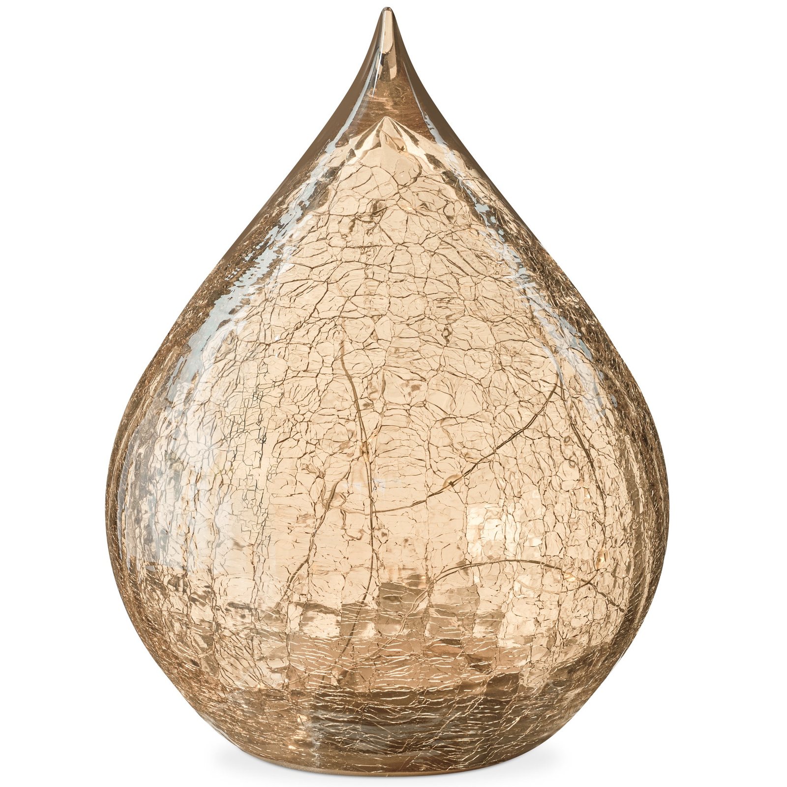 Teardrop Crackle Glass 6 Inch LED Decor Light with Timer - Amber - Image 7