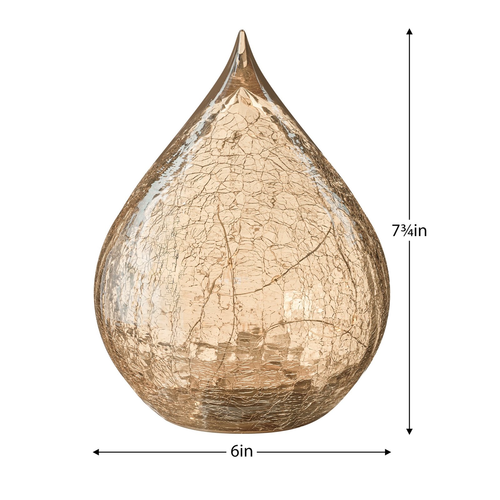 Teardrop Crackle Glass 6 Inch LED Decor Light with Timer - Amber - Image 8