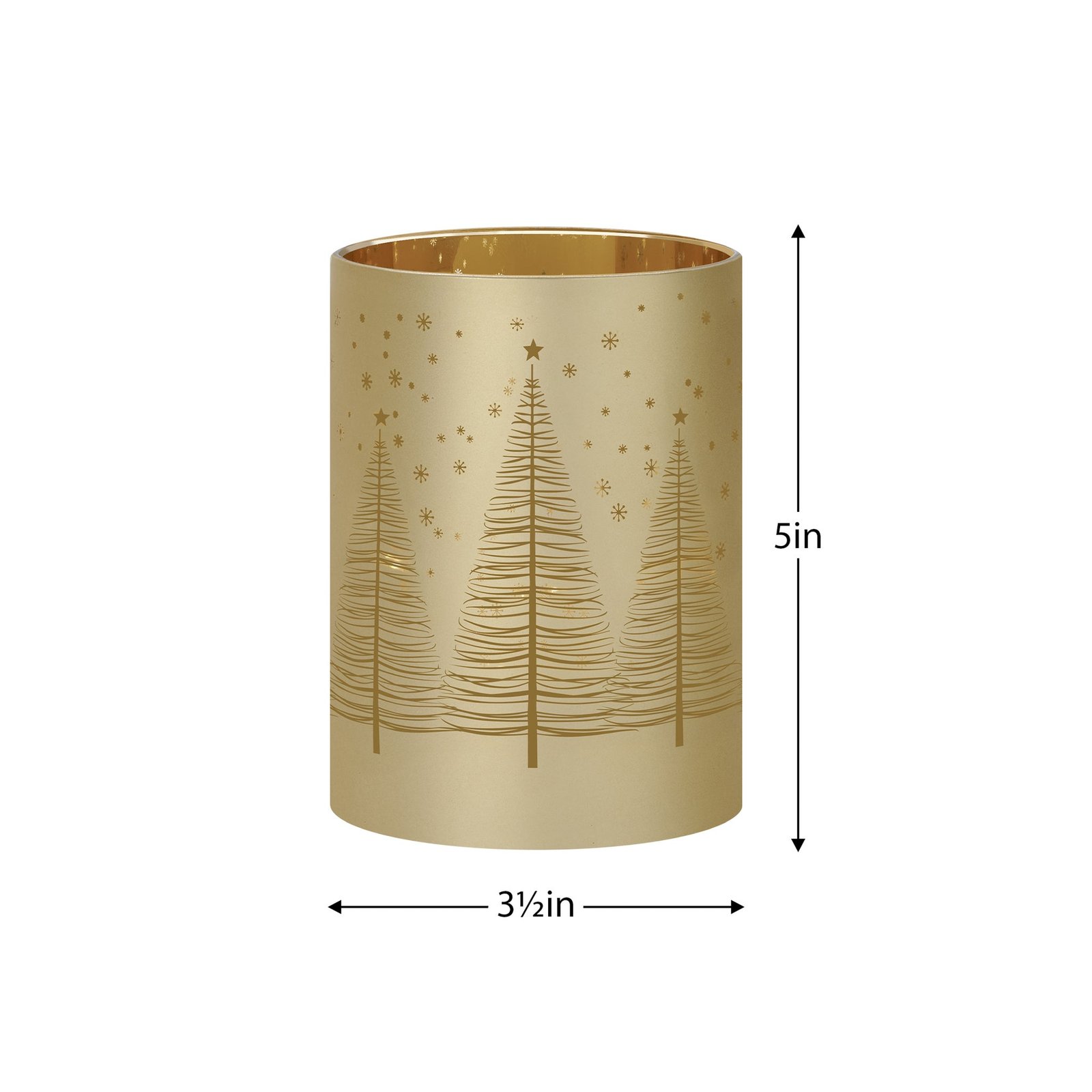 Silhouette Tree Design 3.5x5 Inch Gold Glass LED Hurricane Lamp - Image 4