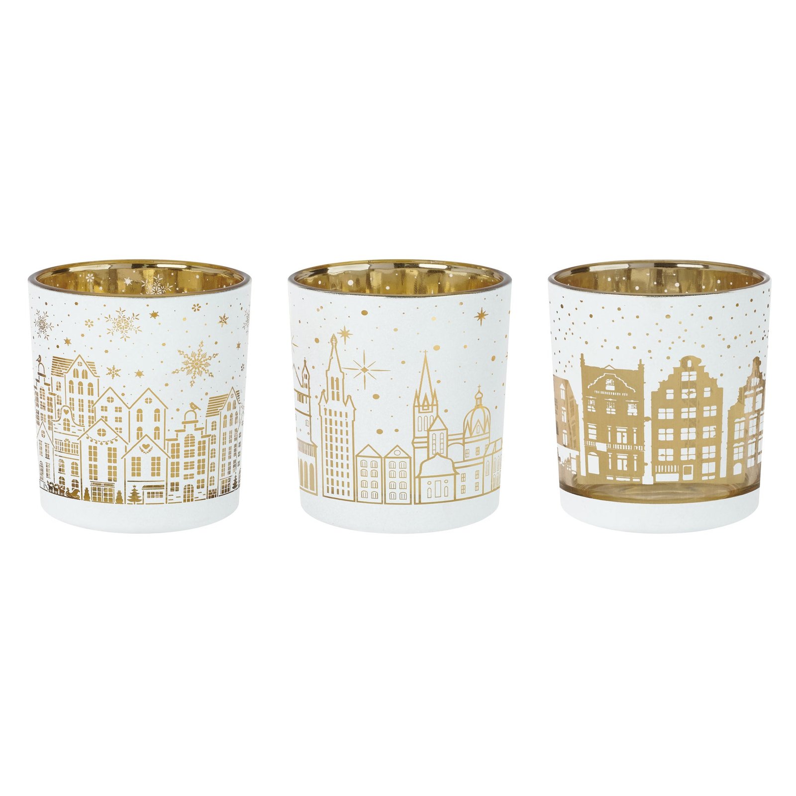 City Scene 3x3 Inch White Glass 3 Piece Hurricane Vase Set - Image 7