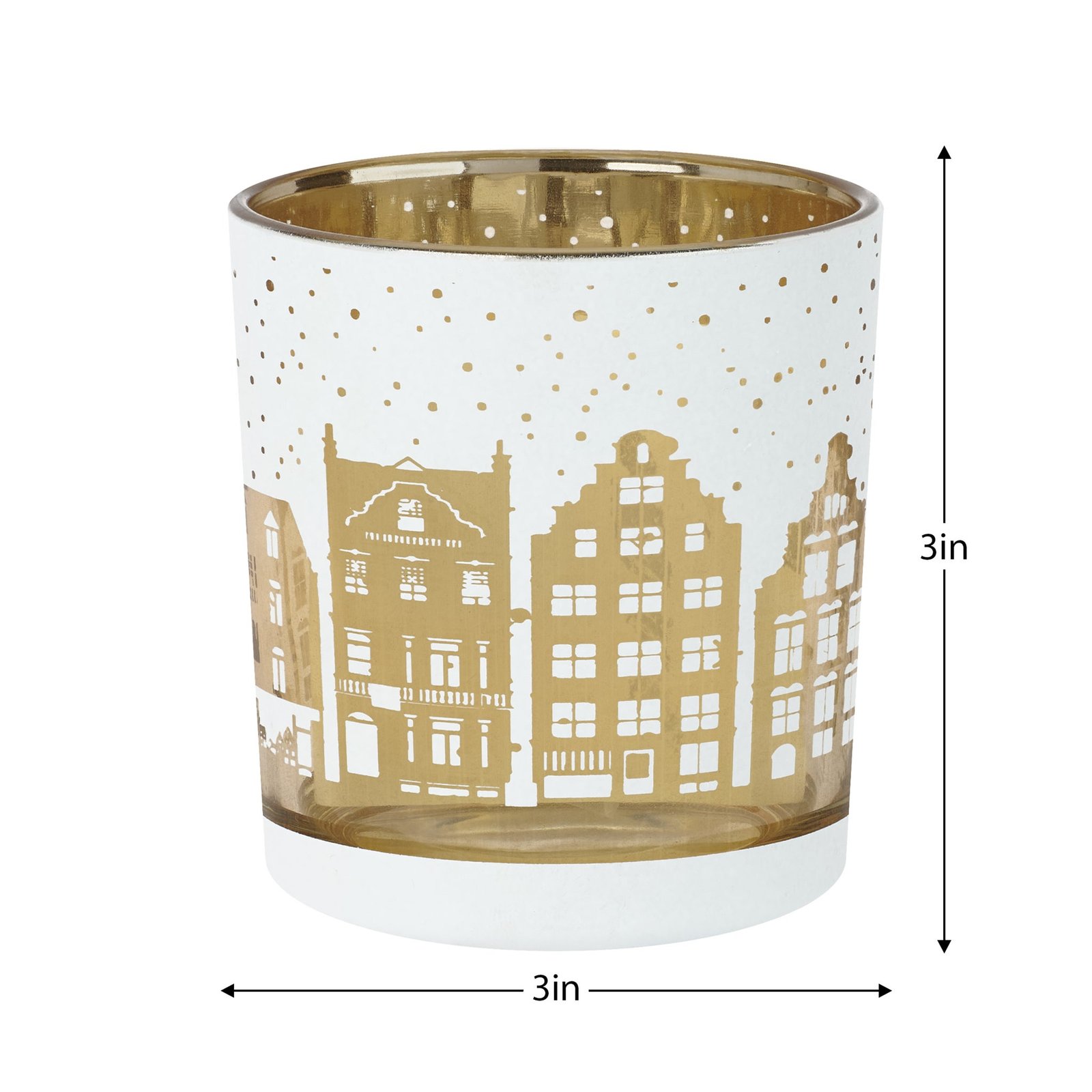City Scene 3x3 Inch White Glass 3 Piece Hurricane Vase Set - Image 3