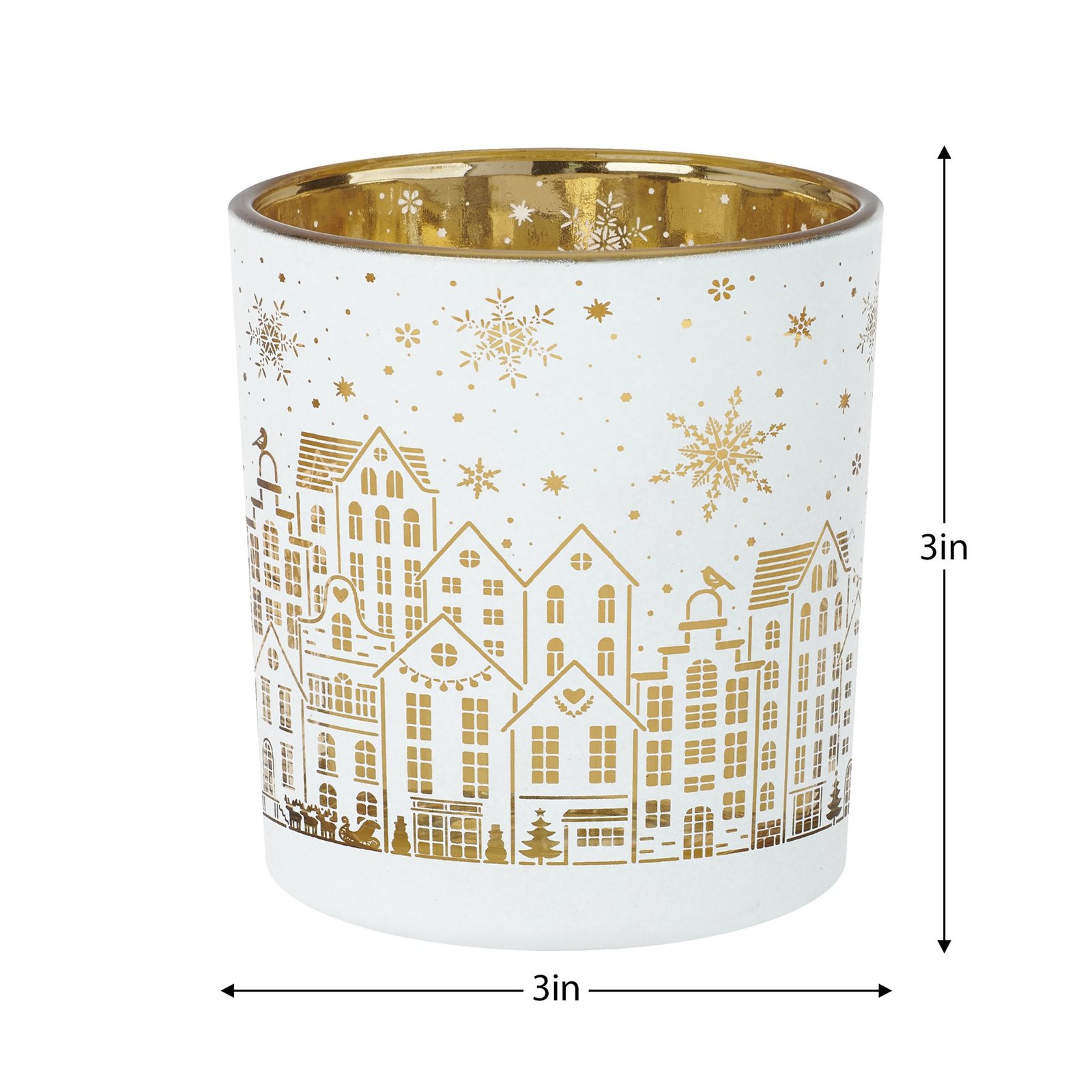 City Scene 3x3 Inch White Glass 3 Piece Hurricane Vase Set - Image 4