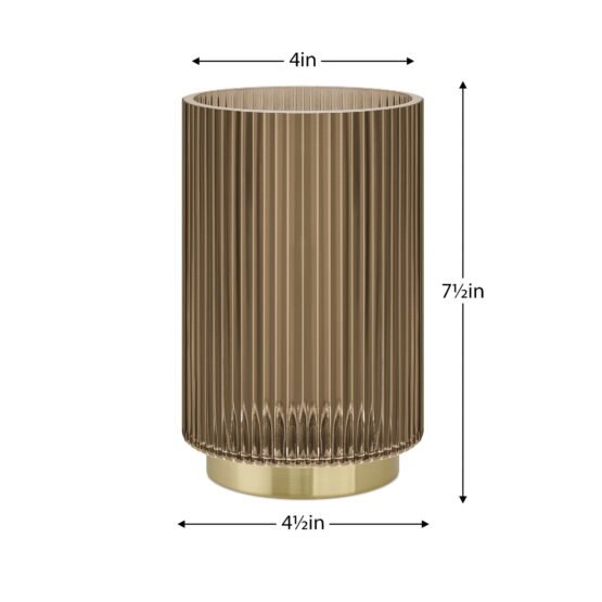 Adele Gold Base Brown Glass 7.5 Inch Tall Cylinder Vase - Image 3