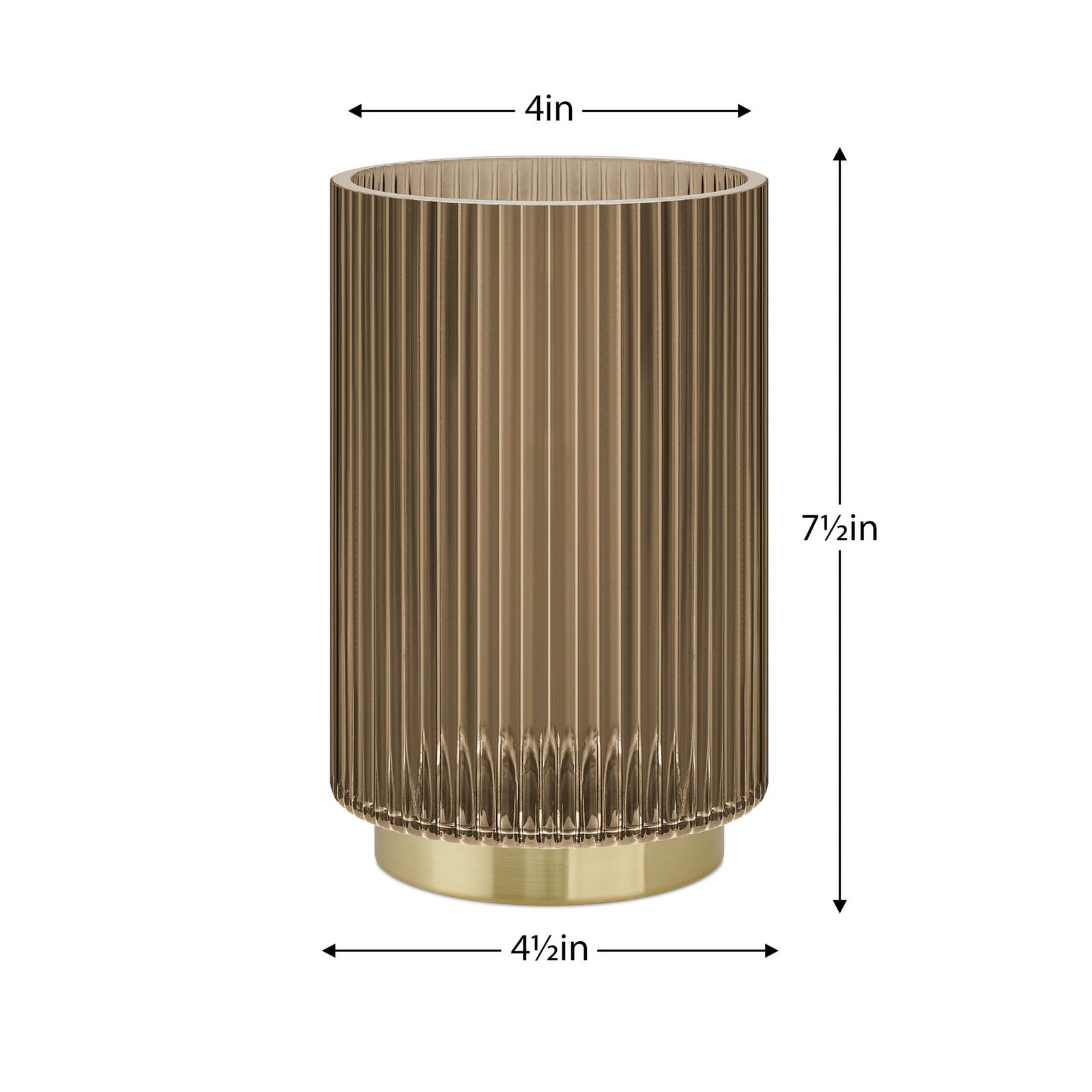 Adele Gold Base Brown Glass 7.5 Inch Tall Cylinder Vase - Image 3