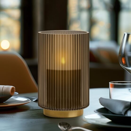 Adele Gold Base Brown Glass 7.5 Inch Tall Cylinder Vase - Image 4