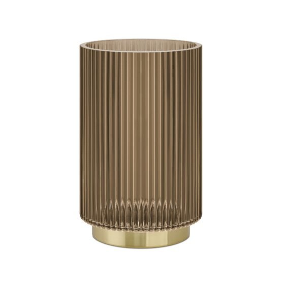 Adele Gold Base Brown Glass 7.5 Inch Tall Cylinder Vase