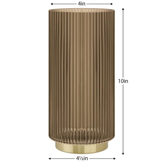 Adele Gold Base Brown Glass 10 Inch Tall Cylinder Vase - Image 3