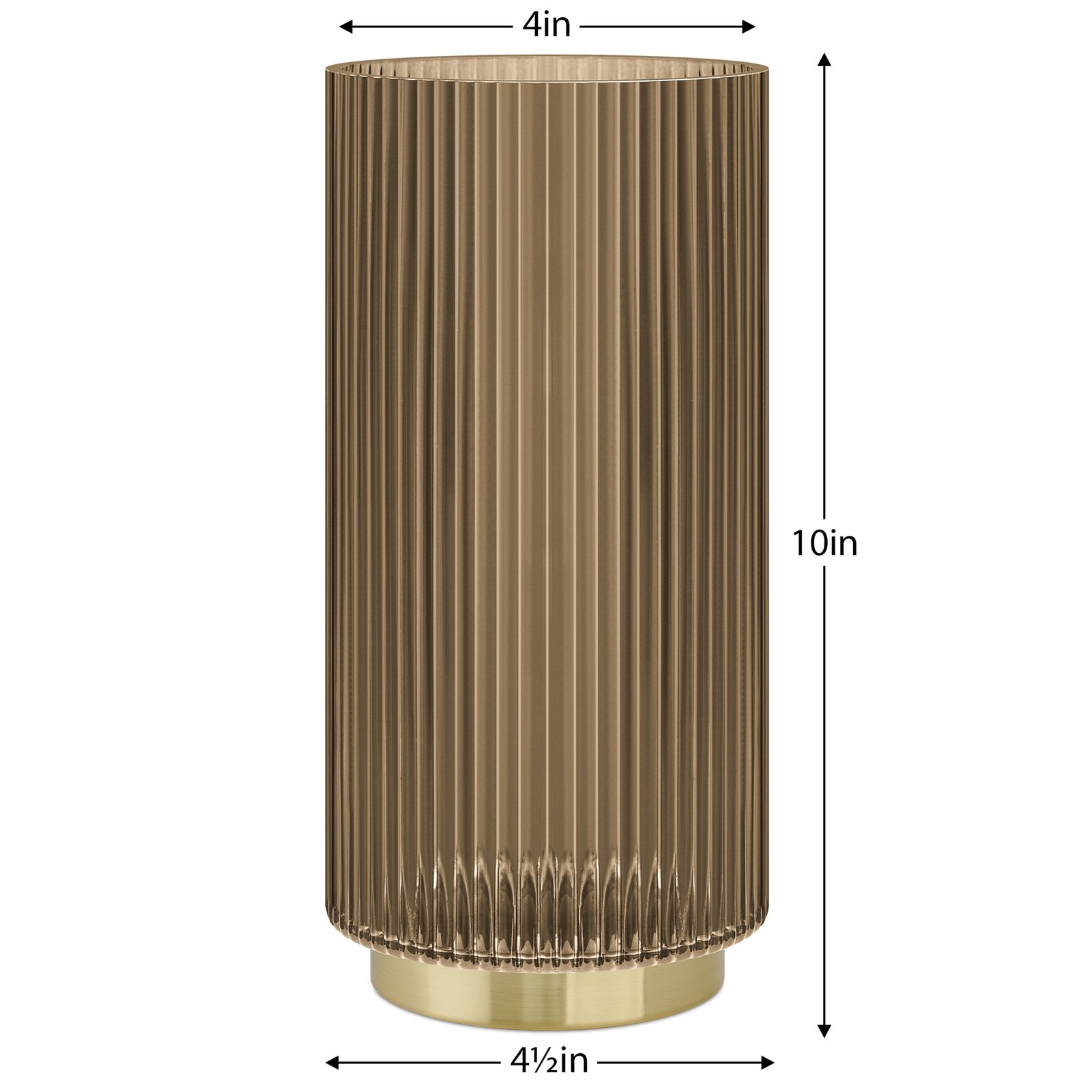 Adele Gold Base Brown Glass 10 Inch Tall Cylinder Vase - Image 3