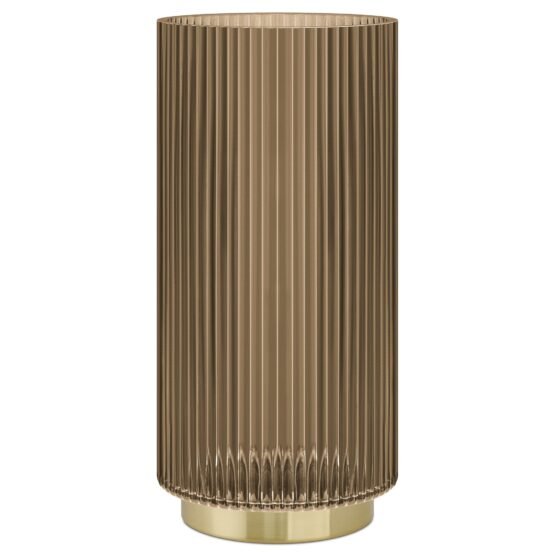 Adele Gold Base Brown Glass 10 Inch Tall Cylinder Vase