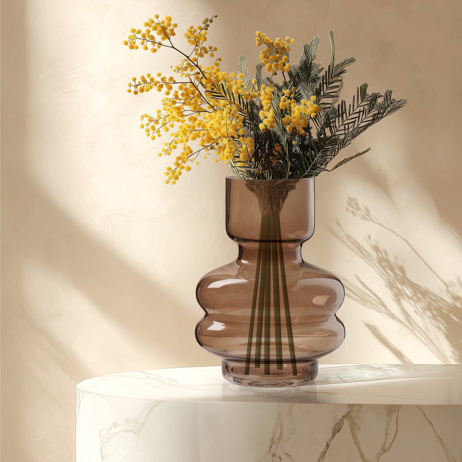 Riva Multi Bulb Brown Glass 8 Inch Tall Vase - Image 4