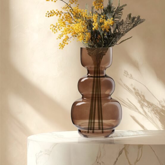 Riva Multi Bulb Brown Glass 9.5 Inch Tall Vase - Image 4