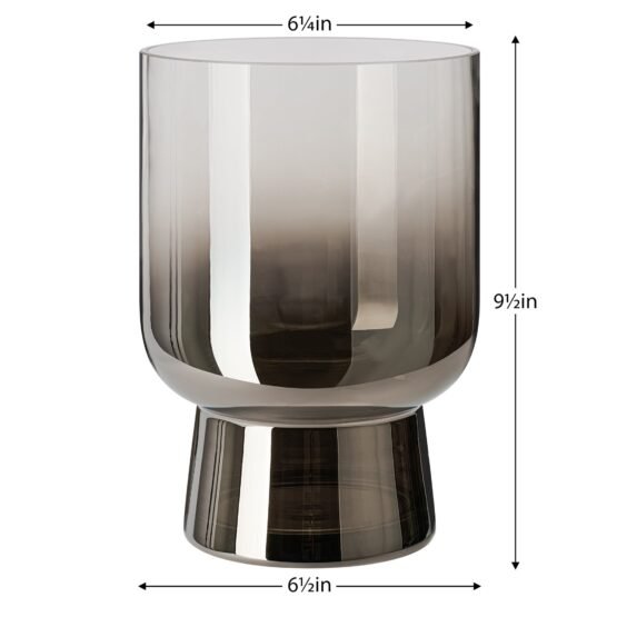 Mirror Glass 9.5 Inch Tall Pedestal Cylinder Vase - Image 2