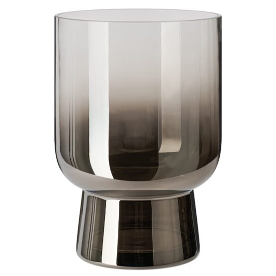Mirror Glass 9.5 Inch Tall Pedestal Cylinder Vase