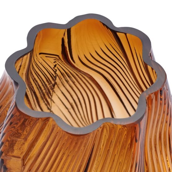 Amber Wave 9 Inch Tall Glass Swirl Vase - Image 2
