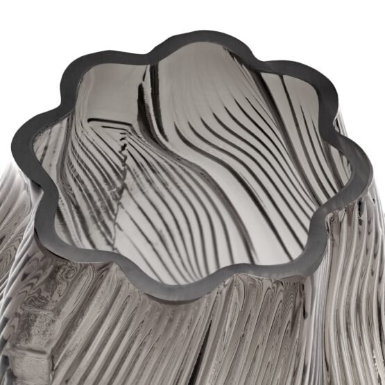 Smoke Wave 9 Inch Tall Glass Swirl Vase - Image 2