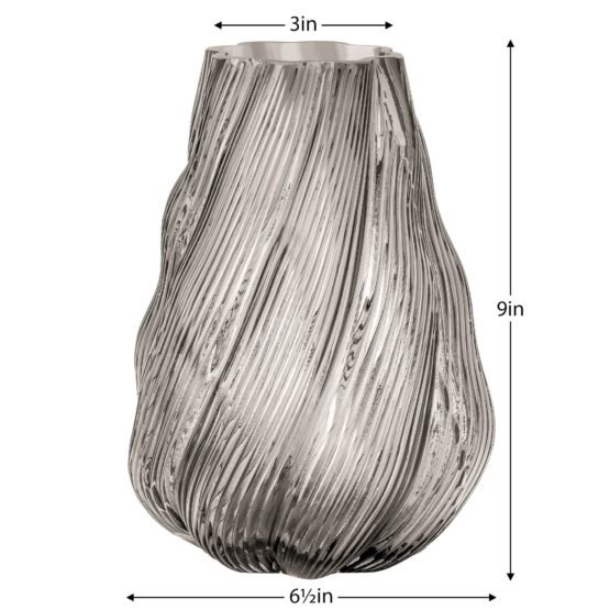 Smoke Wave 9 Inch Tall Glass Swirl Vase - Image 3