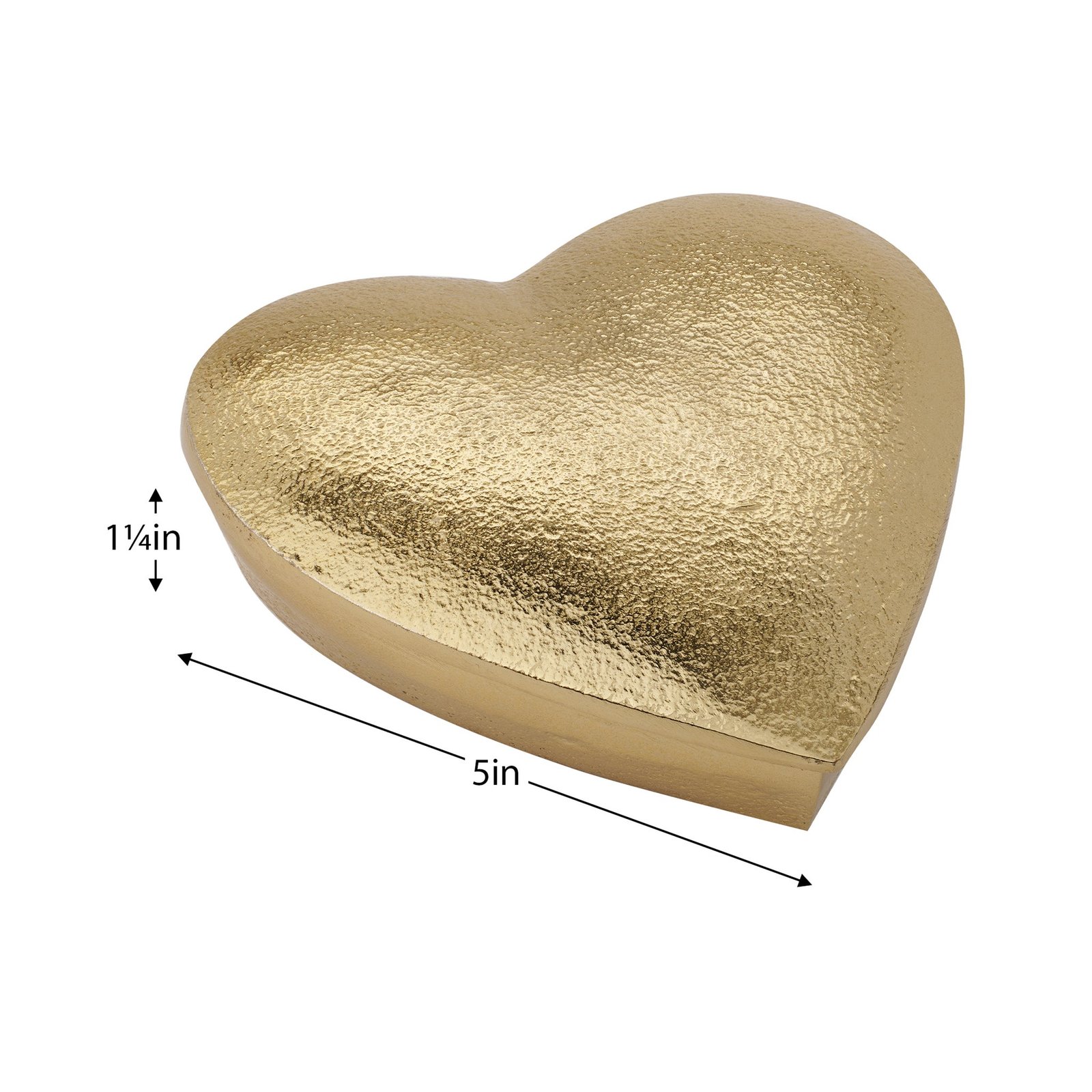 Gold Heart Nickel Plated 5 Inch Aluminum Keepsake Box - Image 4