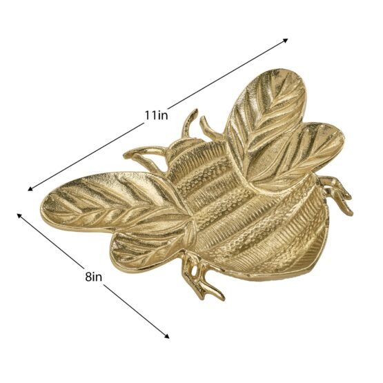 Bee Gold Nickel Plated Aluminum 11 Inch Length Decor Dish - Image 3