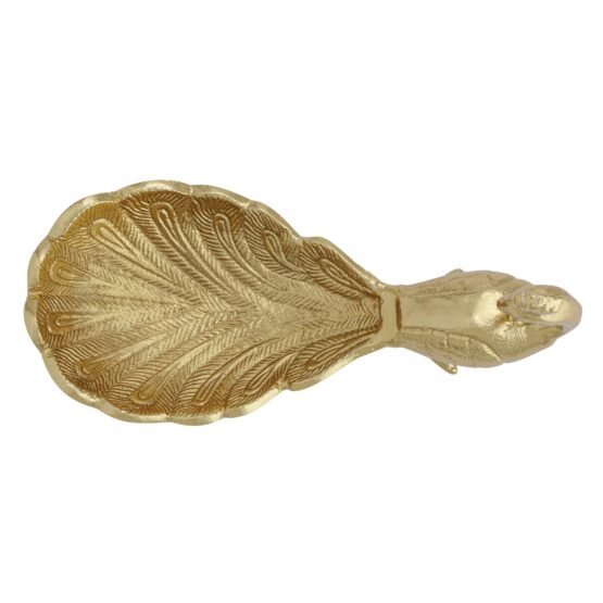 Standing Peacock Gold Nickel Plated Aluminum 9.5 Inch Length Decor Dish - Image 3