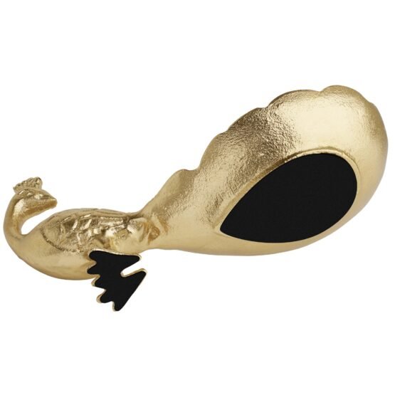 Standing Peacock Gold Nickel Plated Aluminum 9.5 Inch Length Decor Dish - Image 4