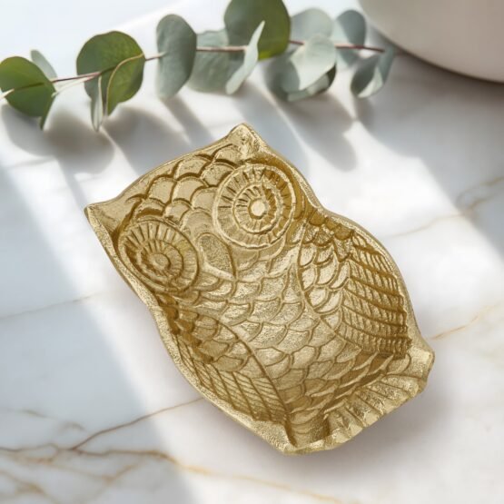 Owl Gold Nickel Plated Aluminum 6.5 Inch Length Decor Dish - Image 5