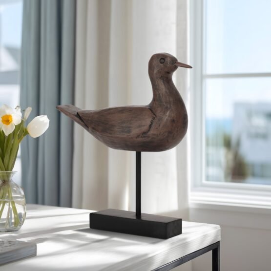 Shore Bird 10.5 Inch Tall Resin Decor Sculpture On Stand - Brown - Image 2